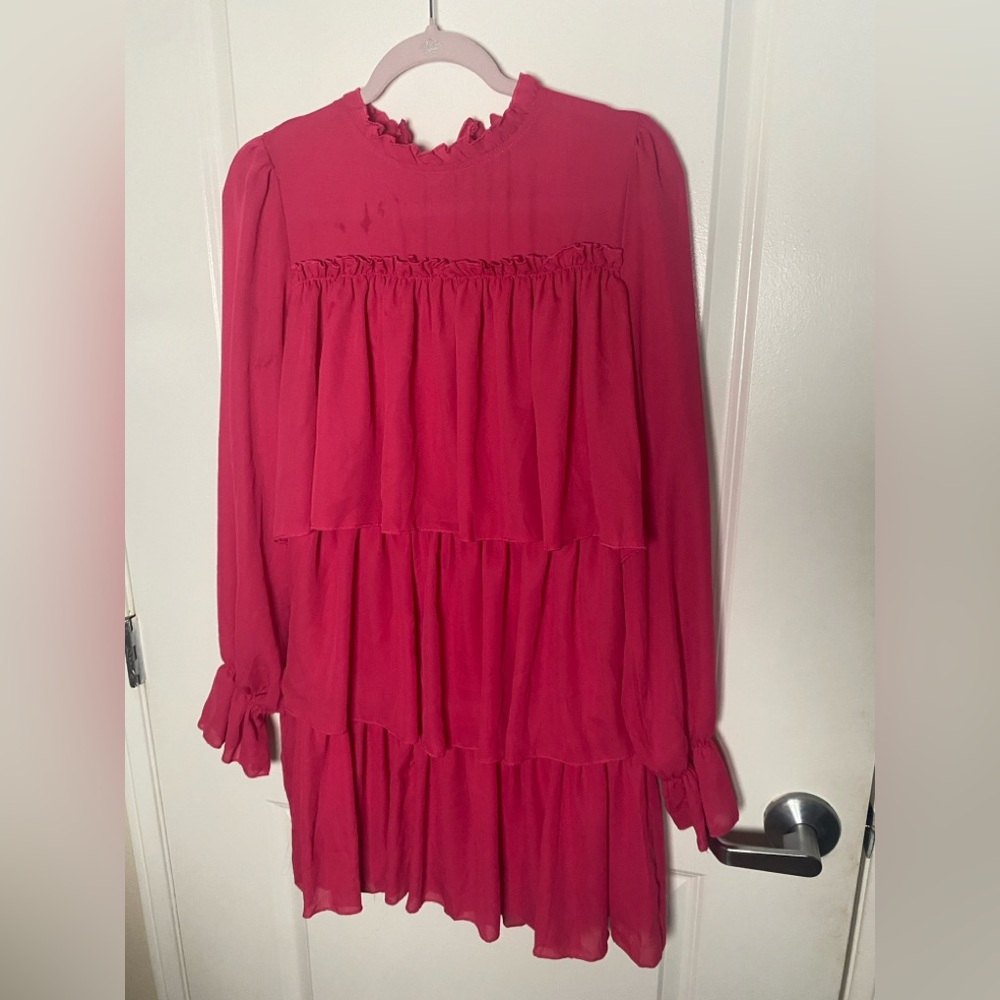 Nasty Gal Hot Pink Ruffle Mini Dress